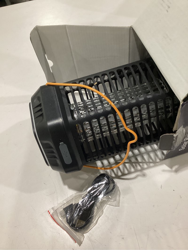 Condition photo showing As Is for solar bug zapper outdoor, rechargeable mosquito & fly zapper with auto on/off, 6000mah long-lasting, foldable camping light, solar & usb powered bug zapper for patio, camping & indoor use