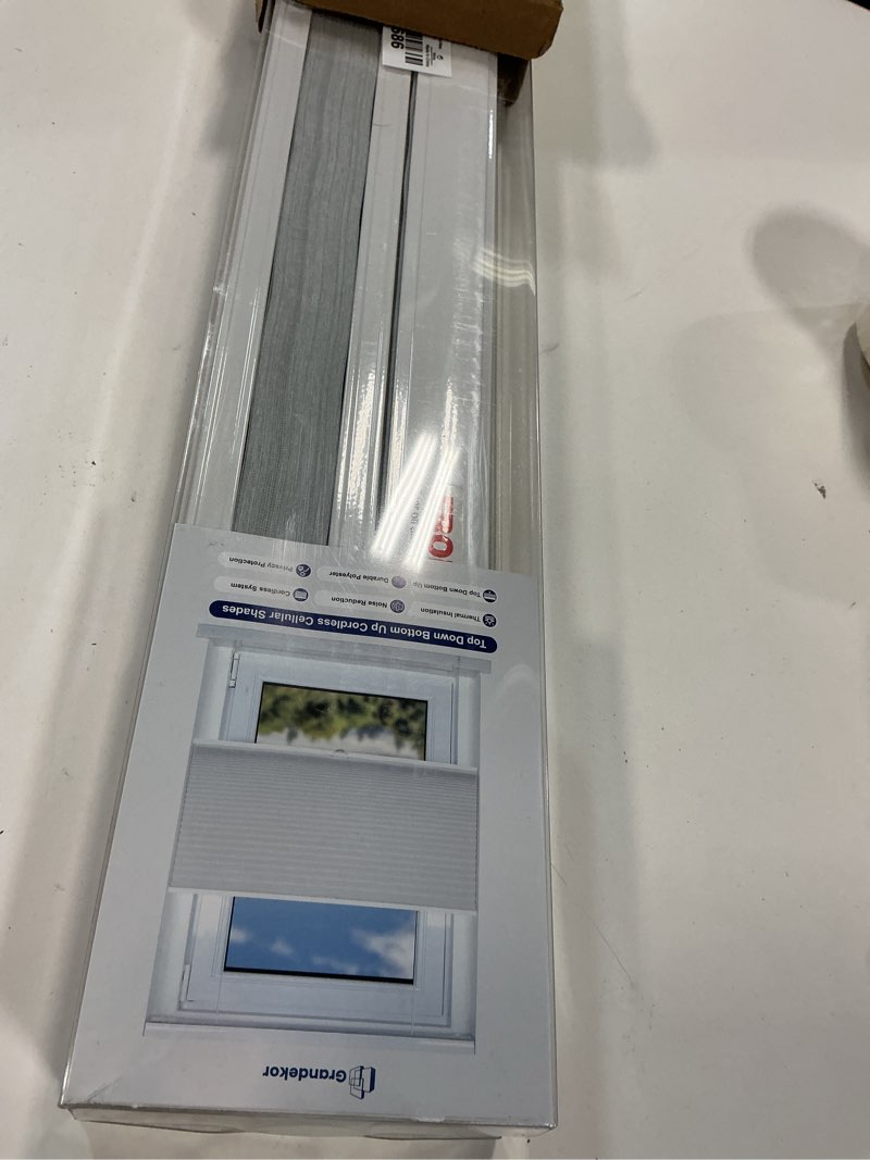 Condition photo showing Good Condition for Grandekor Top Down Bottom Up Cordless Cellular Shades, Cordless Honeycomb Pleated Blinds for Windows Room Darkening Blinds & Shades for Living Room Bedroom, Light Filtering, White, 34" Wx72 H