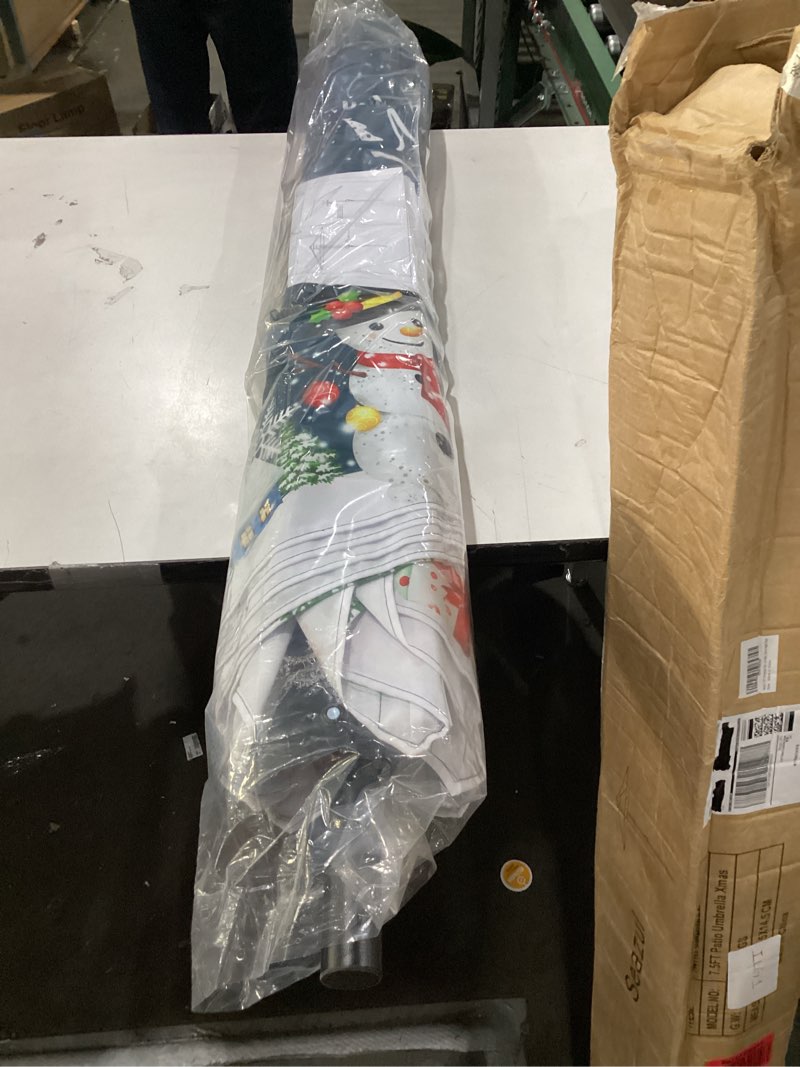 Condition photo showing New/Like New for 7.5FT Christmas Patio Umbrella, Outdoor Table Umbrella with Push Button Tilt and Crank, Market Umbrella with 6 Steel Ribs, Dark Teal