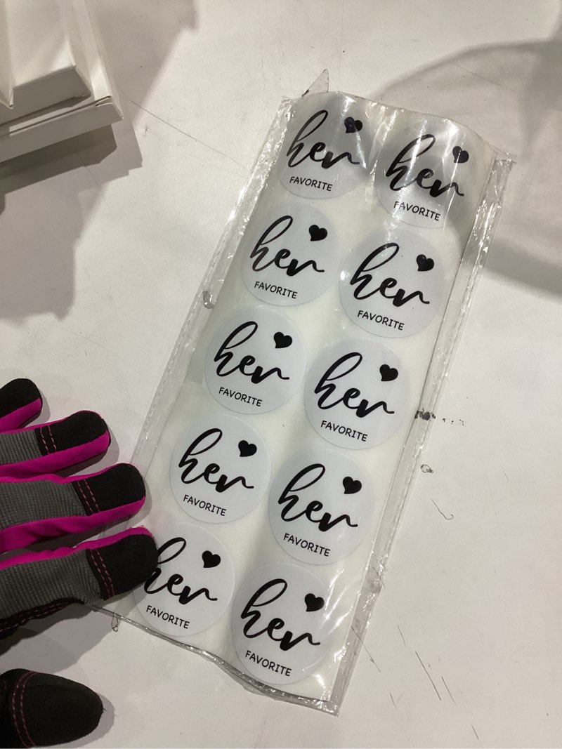 Condition photo showing Good Condition for Urnseh Favorite Wedding Candy Favor Stickers, 1.5" Round, Bridal Shower Favor, Adhesive Guest Gift Labels, Wedding Decor (60His+60Her+60Our) 60his+60her+60our (#1)