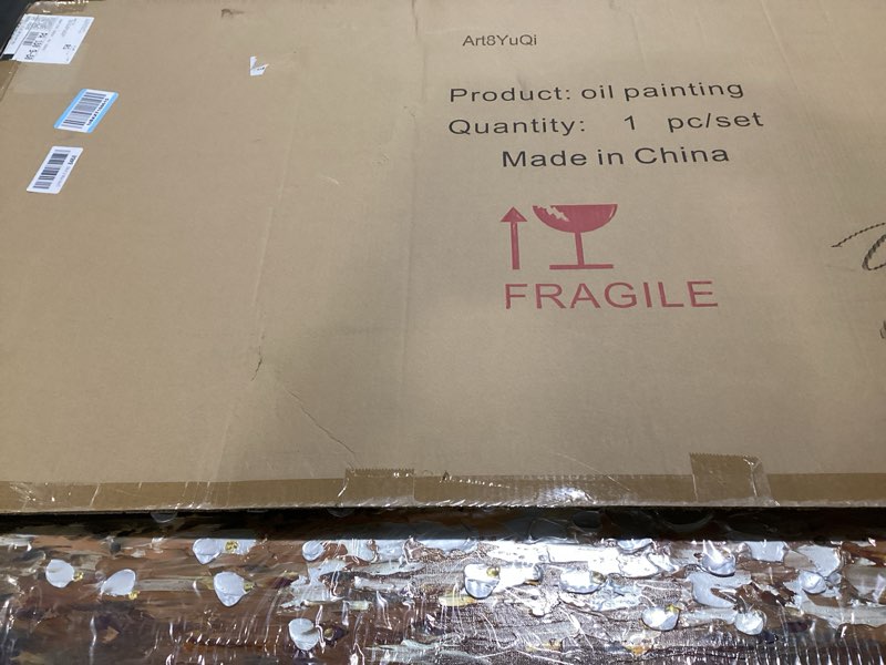 Condition photo showing New/Like New for Art8YuQi Paintings - Contemporary Abstract Art Oil Painting On Canvas Texture 3D Golden Tree Gary Painting Handmade Artwork Picture Canvas Wall Art Modern Home Decor living room Ready to Hang 60"L x 30"W Gold