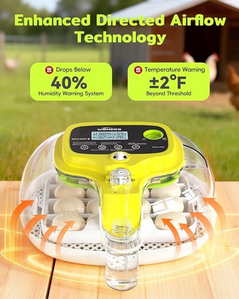 incubators for hatching eggs, 16 eggs incubator with auto water refill, automatic turner, digital temperature control & humidity display and led candler, poultry hatcher for chicken, duck, quail