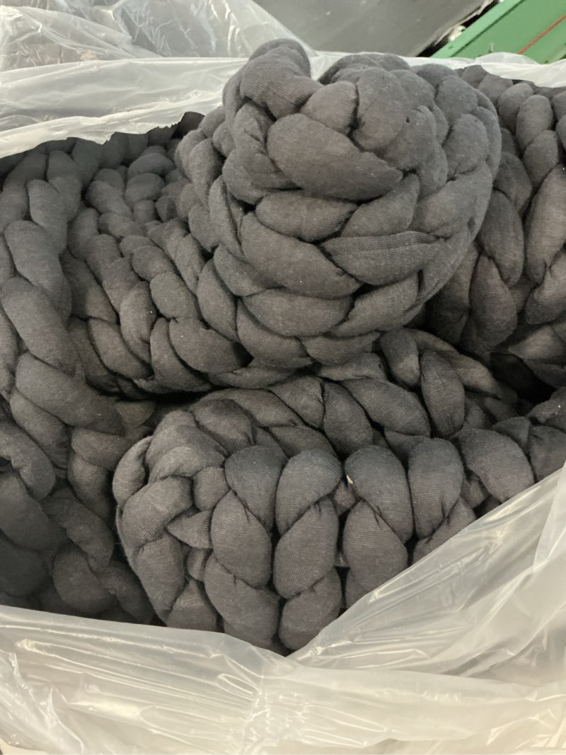 Condition photo showing As Is for ynm weighted blanket, handmade chunky yarn knitted design, soft and cozy, temperature regulating and breathable, machine washable throw for sleep or home decor (dark grey, 60x80 inch, 15lbs) dark grey 60 in x 80 in 15 lb