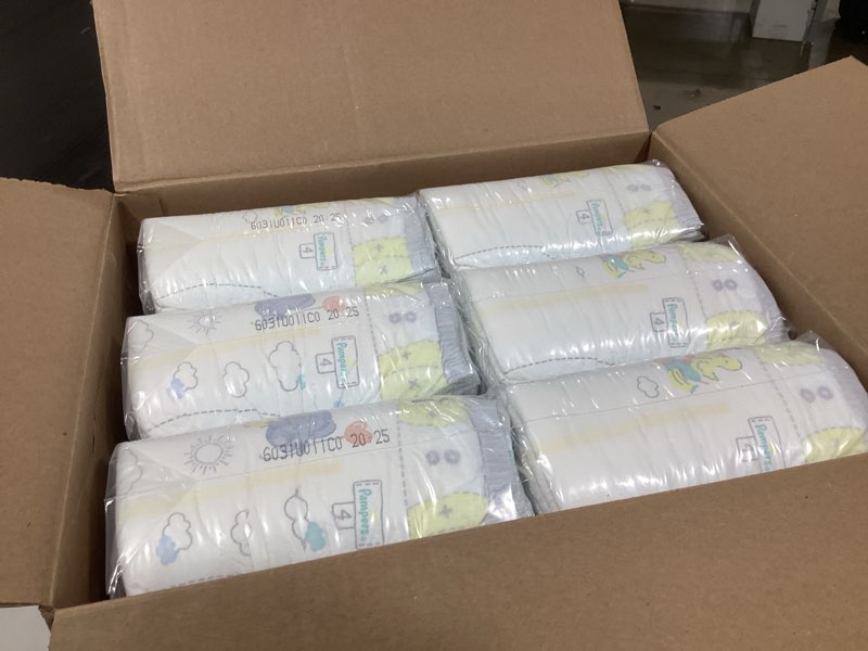 Condition photo showing New/Like New for pampers swaddlers diapers, size 4 (15-34 lbs), 150 count, absorbent, keeps baby dry and comfortable, skin safe disposable baby diaper (packaging may vary) size 4 150