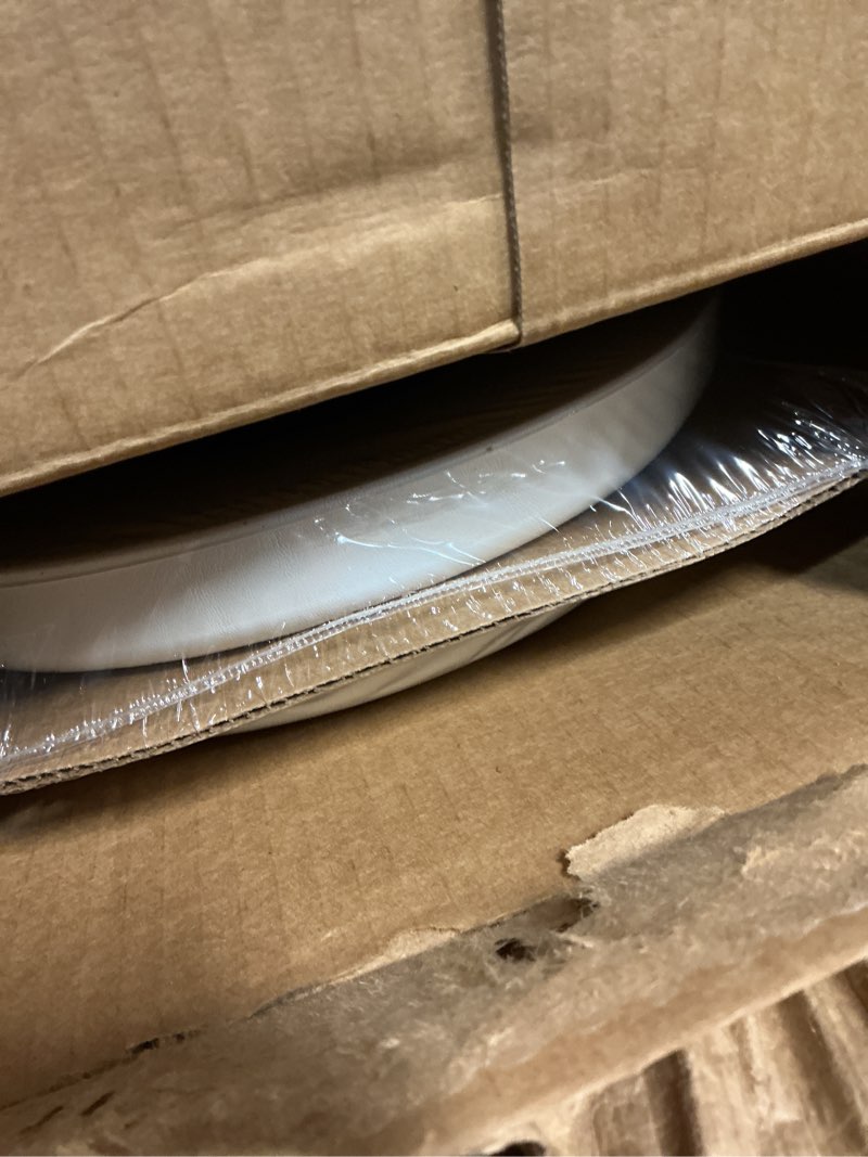 Condition photo showing New/Like New for Mayfair Padded Toilet Seat with Chrome Hinges, Soft Vinyl over Wood Core Seat, Made in USA, Elongated, White