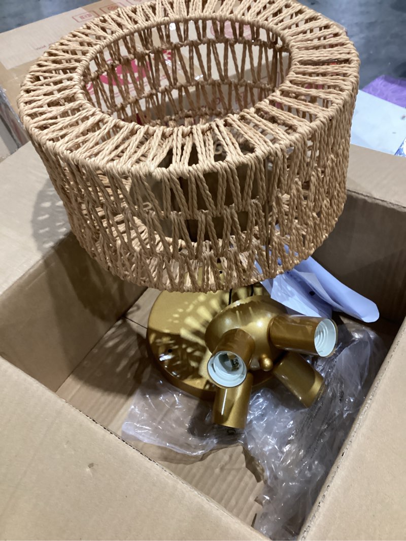 Condition photo showing As Is for rattan lamp shade:boho weave lamp shades farmhouse woven lampshade for floor lamps, pendant light,chandelier