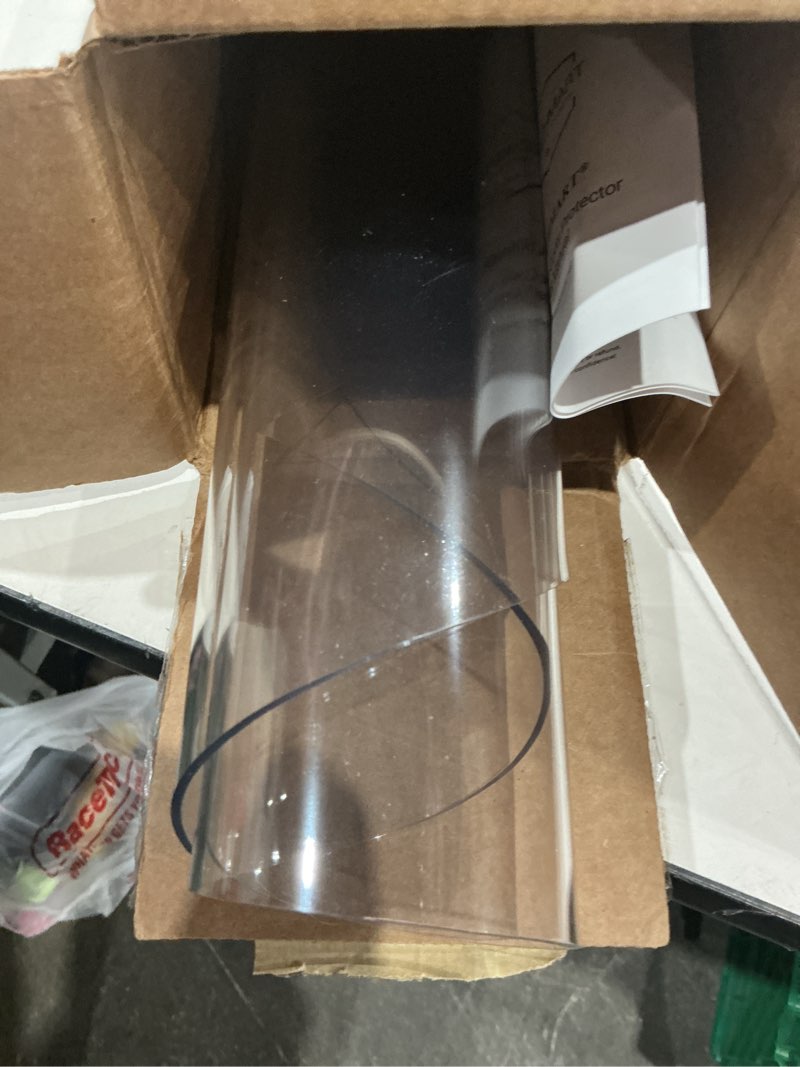 Condition photo showing As Is for (size unknown)etechmart clear round table cover protector thick vinyl waterproof transparent table protector, non-slip heat resistant clear plastic table cover protector for coffee table hard floor clear dia. round)