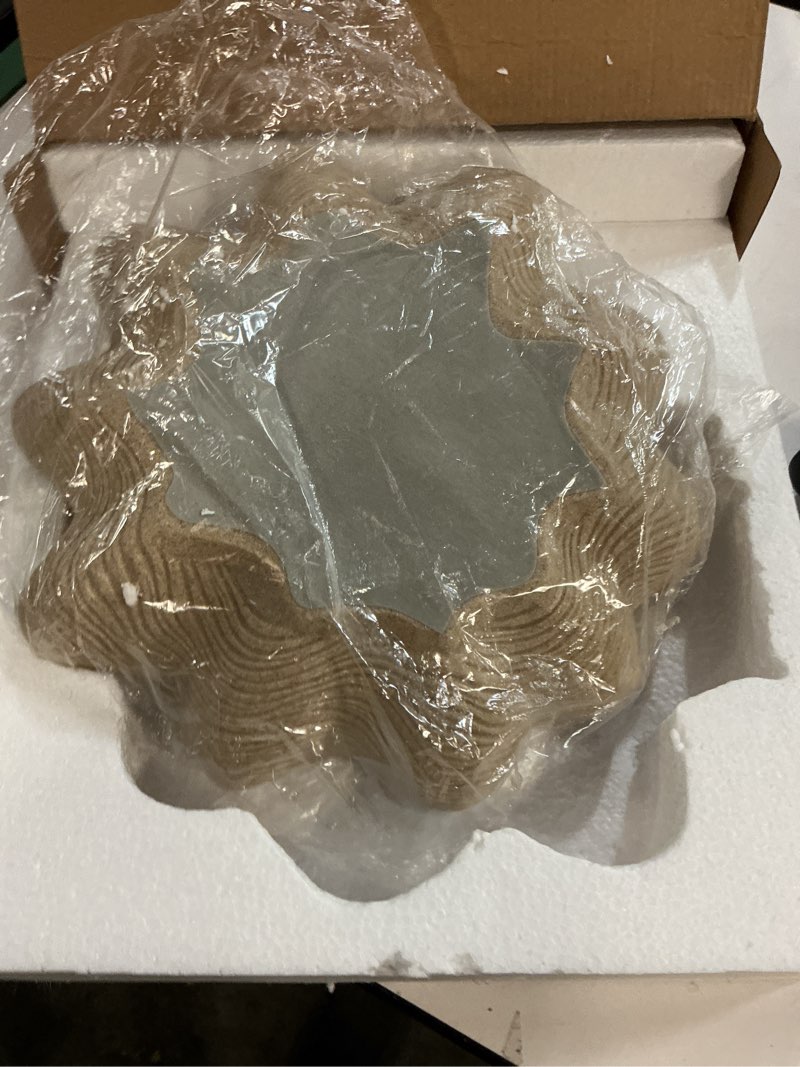 Condition photo showing New/Like New for Scalloped Decorative Bowl Home Decor - 12.6" Modern Handicraft Large Shell Ruffle Decorative Fruit Bowl for Kitchen Counter, Chic Key Tray for Entryway Table, Artificial Stone Beige