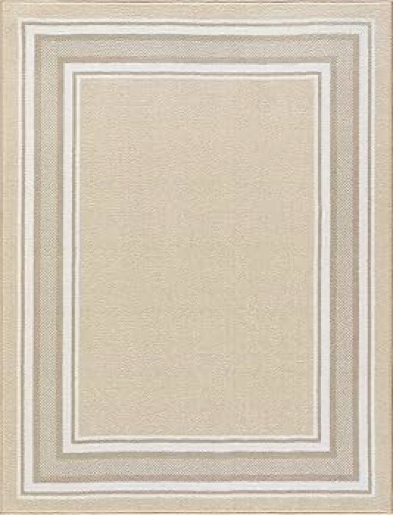 Beverly Rug Modern Bordered 2X3 Area Rug for Living Room, Dining Room Rug, Bedroom Carpet, Indoor Non Skid Rubber Backed Area Rugs, Beige, Doormat - 2' x 3' 