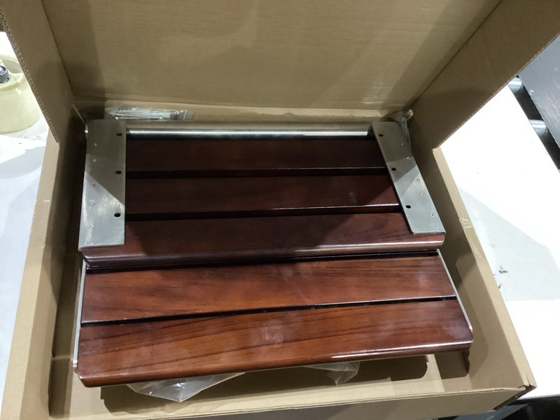 Condition photo showing Good Condition for [Upgraded Version] 20" ADA Compliant Folding Teak Shower Seat Wall Mounted - Larger Teak Shower Bench, Home Care Folding Shower Seat for Inside Shower, Wall Mount Shower Chair Shower Stool, Max 400lb 20*17*11 Inch?Teak?