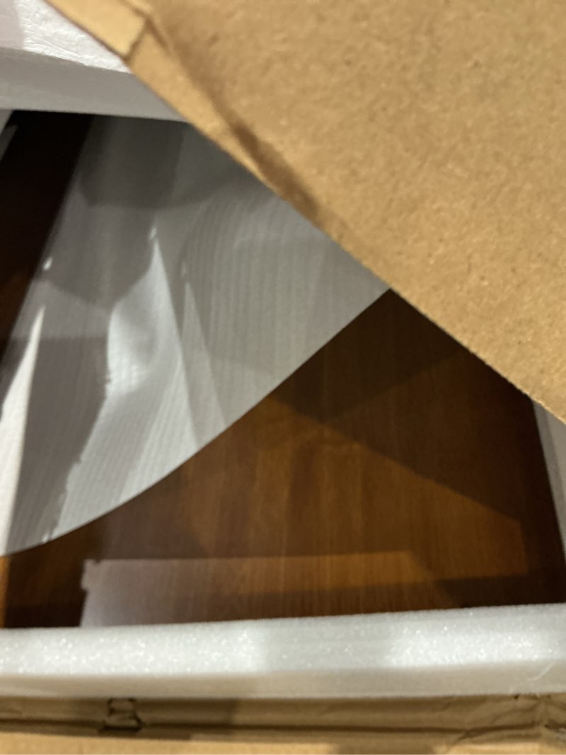 Condition photo showing As Is for maidmax natural bamboo washer dryer countertop, 54" w x 27.5" d washer and dryer topper with edge, washer and dryer countertop with non-slip pads for laundry room organization, brown