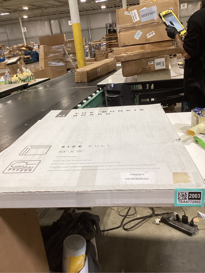 Condition photo showing New/Like New for meliusly low profile bunkie board full size (54x75) - non-slip breathable bed support board for slatted bed frame, anti-sag under bed support, noise minimizing moisture resistant bed board full (54x75'')
