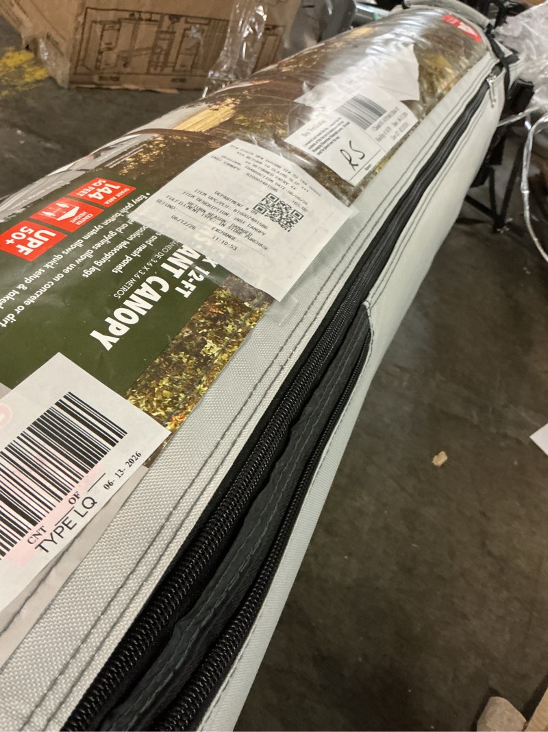 Condition photo showing As Is for (demagned )ozark trail 12' x 12' instant straight leg canopy for camping - gray