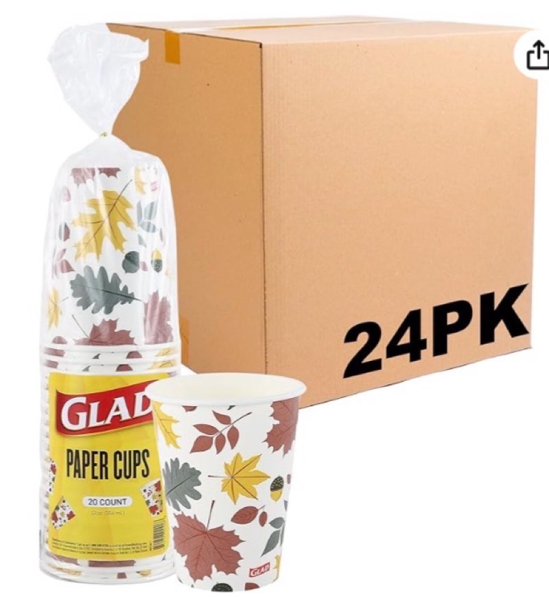 Glad Everyday Disposable Paper Cups with Falling Foliage Design | Heavy Duty Paper Cups, Drinking Pa 24 packs of 20