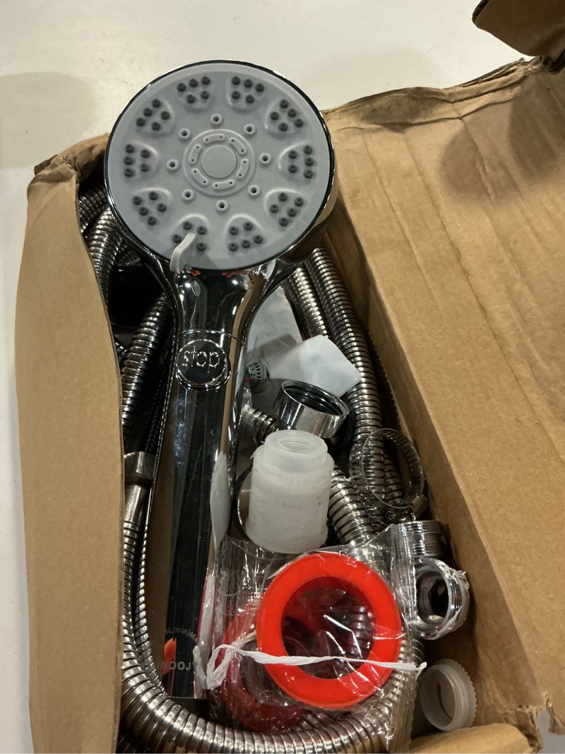 Condition photo showing As Is for bathtub faucet shower head sink with 79" hose, tub faucet sink hose sprayer attachment set (8 adapters) for bathroom garden, on/off 6 modes high pressure handheld shower extension kit, removable