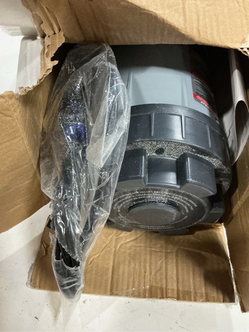 Condition photo showing As Is for seaslep off-line automatic pool chlorinator with adjustable output, gray | automatic chlorine feeder w/ 9.0 lbs capacity,easy to install off line chlorinator for inground pool,compatible with hayward