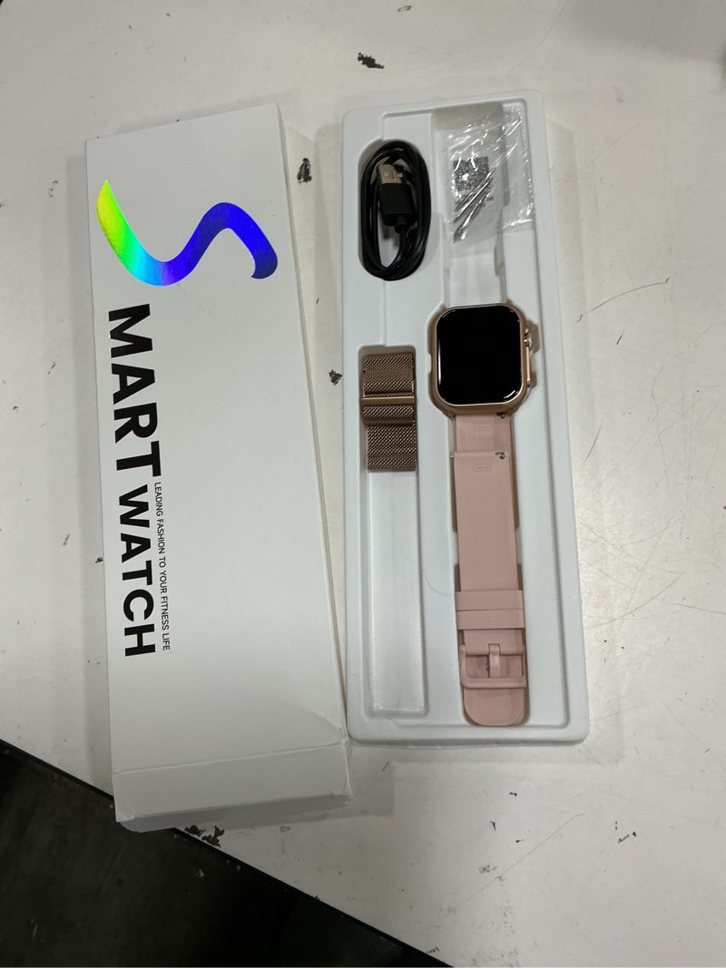 Condition photo showing Good Condition for smart watch for women men fitness: smart watch for iphone&android bluetooth call with spo2 sleep heart rate monitor,ip68,fitness tracker with 120+sport,reloj inteligente 30 day+battery life, 2 bands 1.85 gold-pink