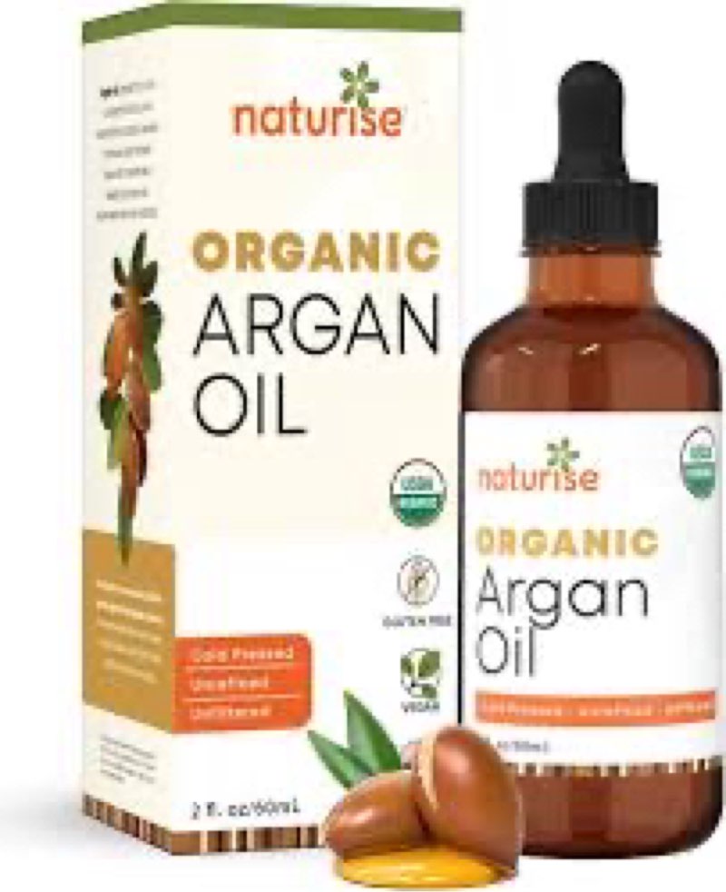Naturise USDA Organic Argan Oil for Hair & Skin – 100% Pure Argan Oil of Morocco for Face, Skin Mois