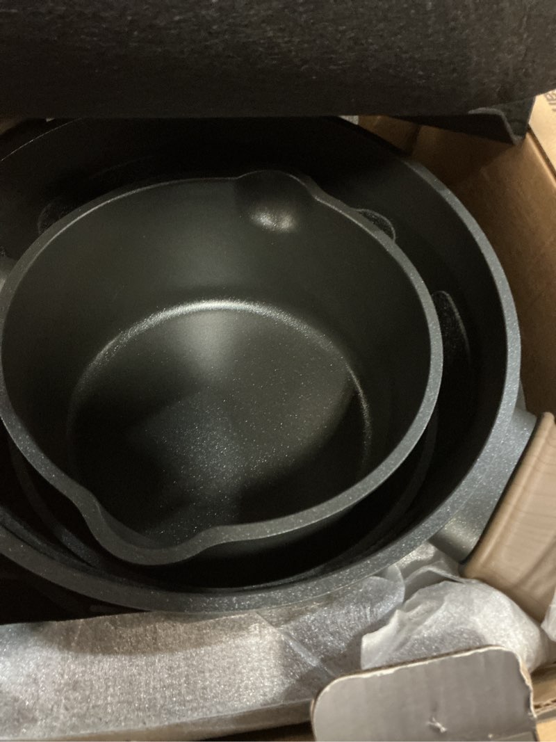 Condition photo showing Good Condition for astercook non stick pots and pans set, healthy non-toxic titanium induction kitchen cookware sets for cooking with frying pans, pfas/ptfe/pfoa & pfos free, black, 19 pcs