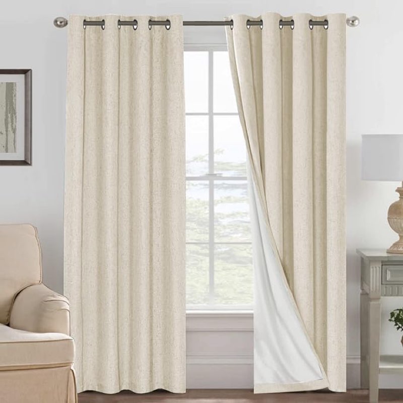 H.VERSAILTEX 100% Blackout Curtains for Bedroom Thermal Insulated Linen Textured Curtains Heat and F