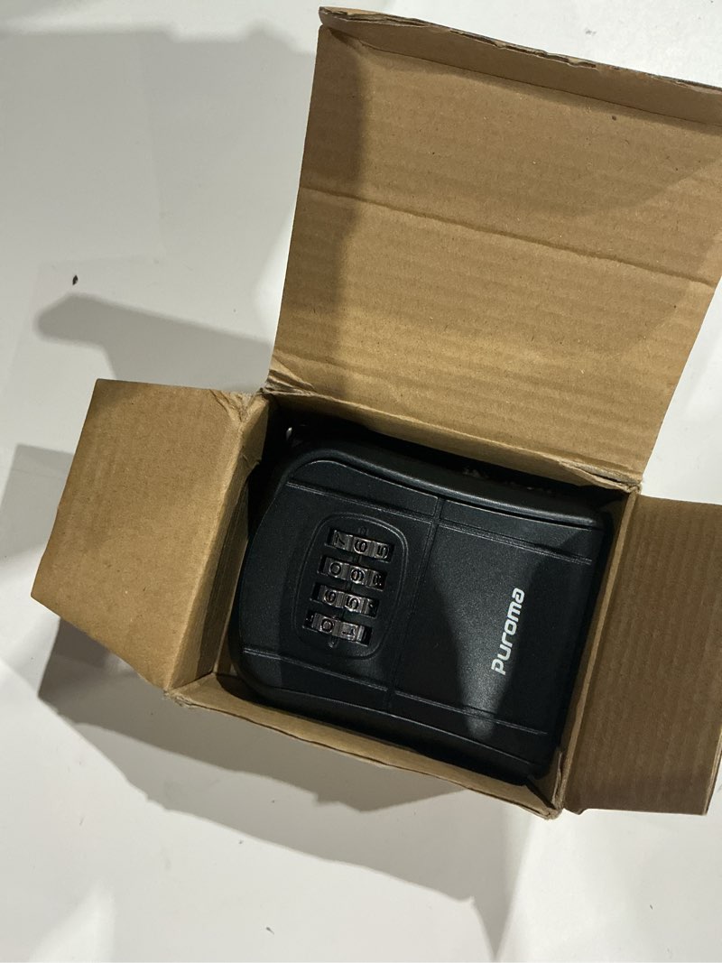 Condition photo showing New/Like New for puroma key lock box combination lockbox wall-mounted key storage box for house keys, resettable code safe security lock box for home, office, garage, apartment spare key storage (1 pack, black) 1 pure black