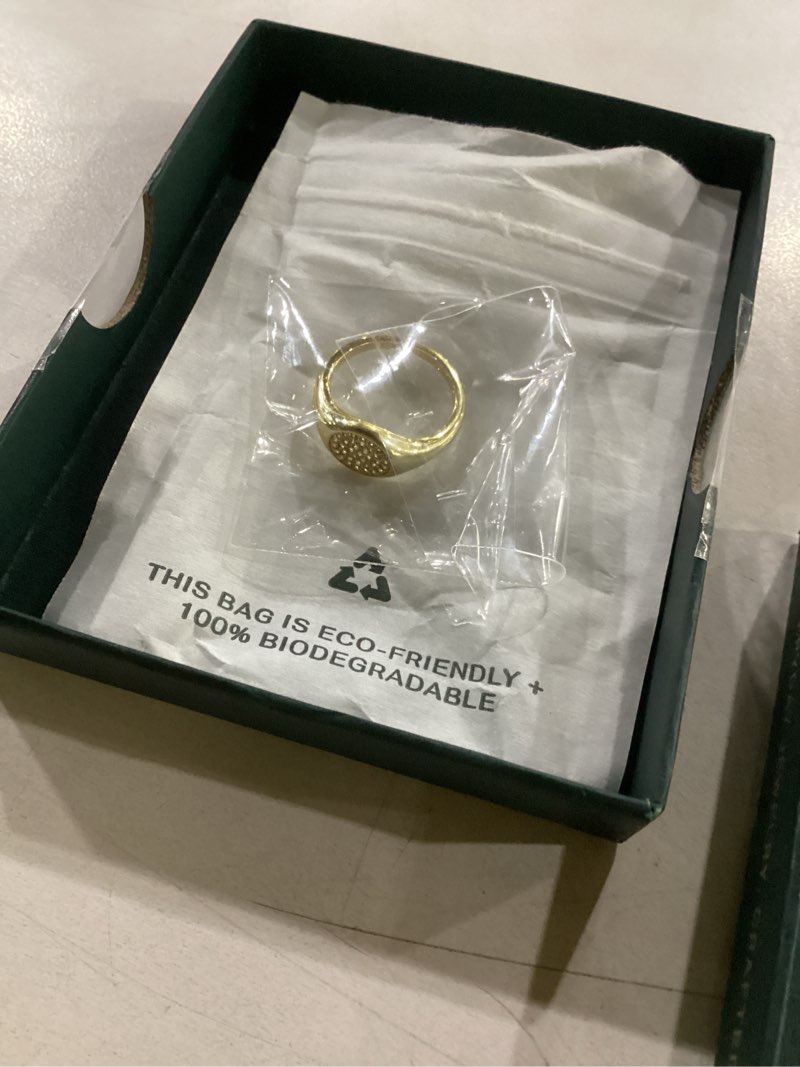 Condition photo showing New/Like New for pavoi 14k gold plated signet ring for women - pinky ring with cubic zirconia yellow gold 5