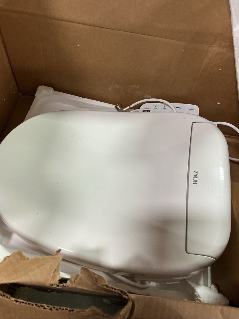Condition photo showing As Is for ZMJH 236 Bidet Toilet Seat Elongated - Endless Warm Water, Heated Seat & Vortex Wash, Dual Front/Rea