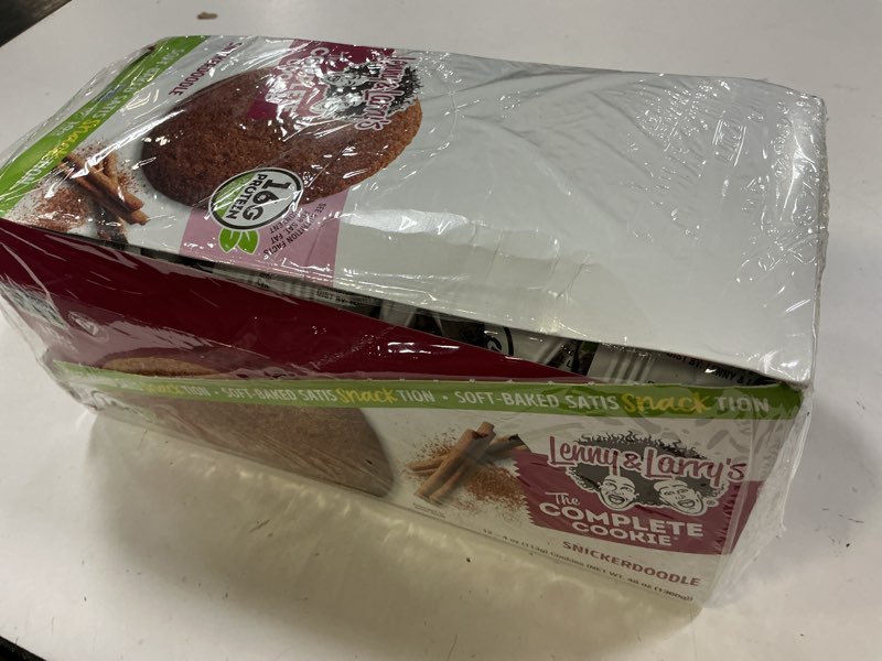 Condition photo showing New/Like New for (bbd:30/sep/2026 ))lenny & larry's the complete cookie, snickerdoodle, soft baked, 16g plant protein, vegan, non-gmo, 4 ounce cookie (pack of 12) snickerdoodle 4 ounce (pack of 12)