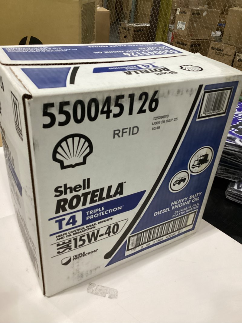 Condition photo showing Good Condition for shell rotella t4 triple protection conventional 15w-40 diesel engine oil (1-gallon, case of 3)
