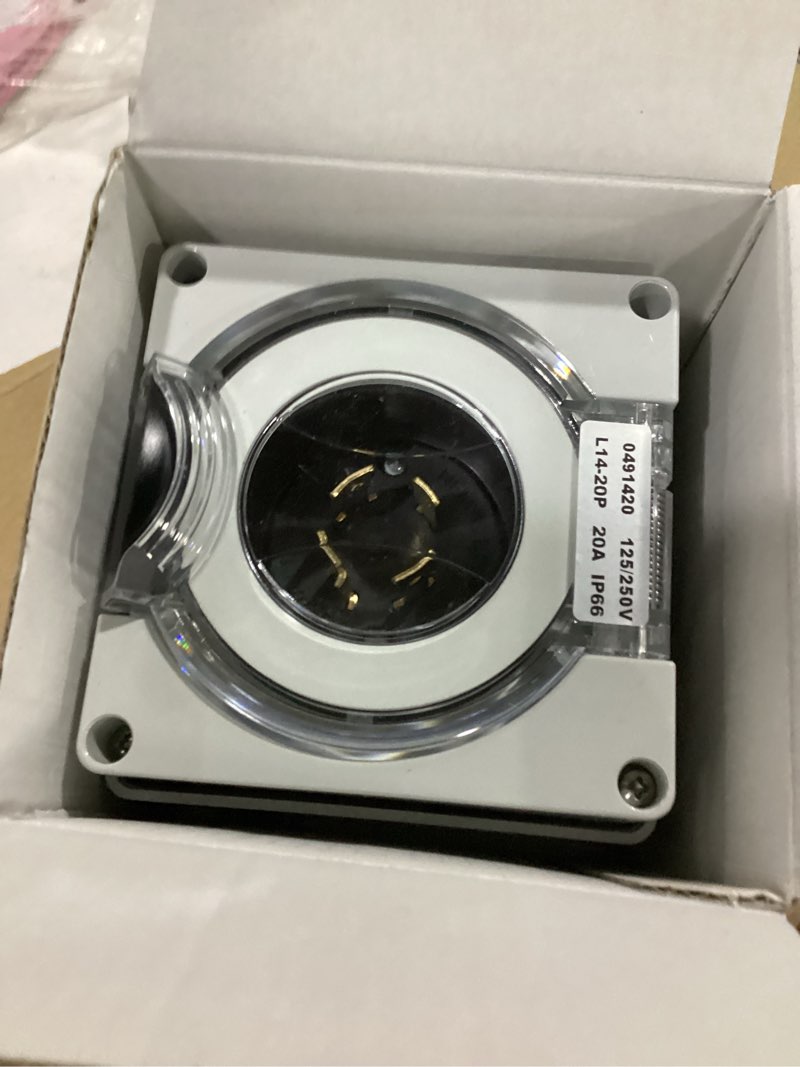 Condition photo showing Good Condition for 20 amp power inlet box nema l14-20p generator,125/250 volt,outdoor dustproof and weatherproof for generators, welding machines, etc.etl listed.(nema l14-20p box)
