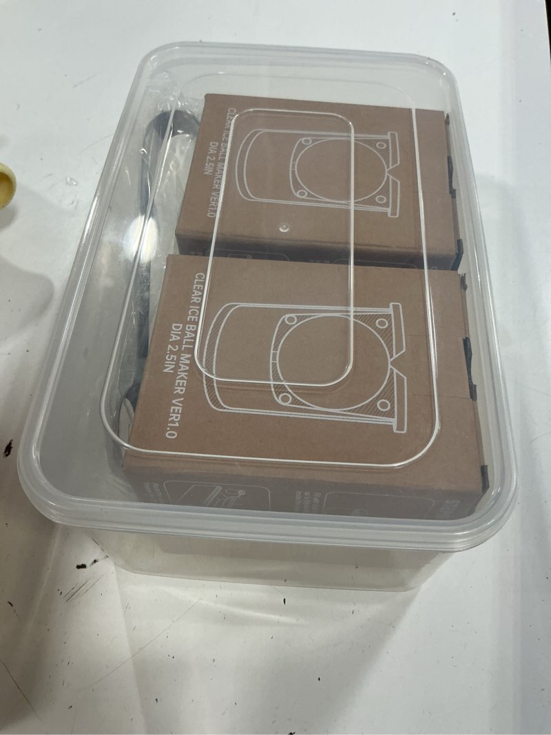 Condition photo showing New/Like New for clear ice cube maker - 2.5" ball - stainless steel clear ice maker - compact design - for whiskey, cocktails, bourbon - 2 pack with ice tong & ice box metallic-round 2-balls-2.5"(accessories included)