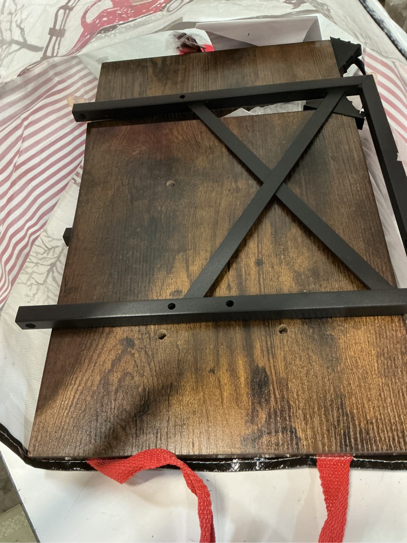 Condition photo showing As Is for AMHANCIBLE Record Player Stand with Charging Station, Turntable Stand with Storage Cabinet, 3 Tier End Table Hold Up to 100 Albums, Record Table for Vinyl, Living Room, Rustic Brown, HETCD01BR-1 Brown W 15.75" x D 11.41"