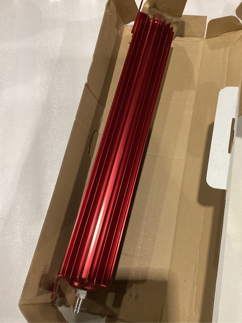 Condition photo showing As Is for 1 Set SHLPDFM Red Transmission Cooler 18" Dual Pass Satin Aluminum Finned Transmission Oil Cooler w/fittings
