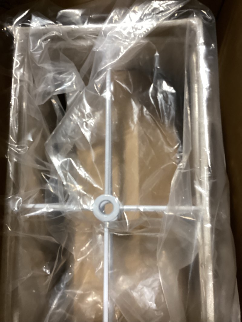 Condition photo showing As Is for wellmet set of 2 square lampshade, 12" x14" x10" replacement lampshade, no assembly required, classic modern lamp shade for table lamp, bedside lamp, floor lamp, fabric lamp shade, spider fitter linen 12x14x10"