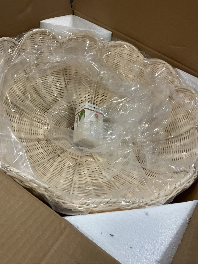 Condition photo showing Good Condition for mixl-rattan woven pendant light,scalloped shade small hanging light,rustic kitchen island lighting,boho style pendant lamp for living room bedroom 18.11 inches