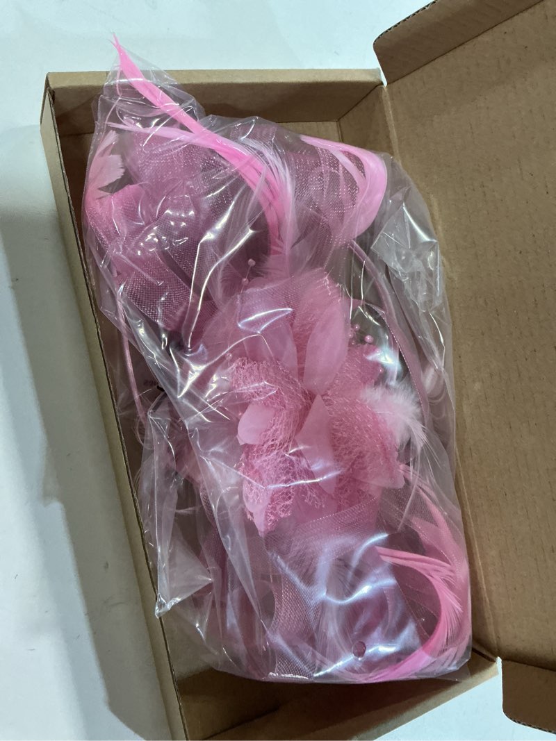 Condition photo showing Good Condition for Women's Fascinators Feathers Mesh Ribbons Tea Party Hats with Headband and Clip Fascinator Hat (Pink-2)