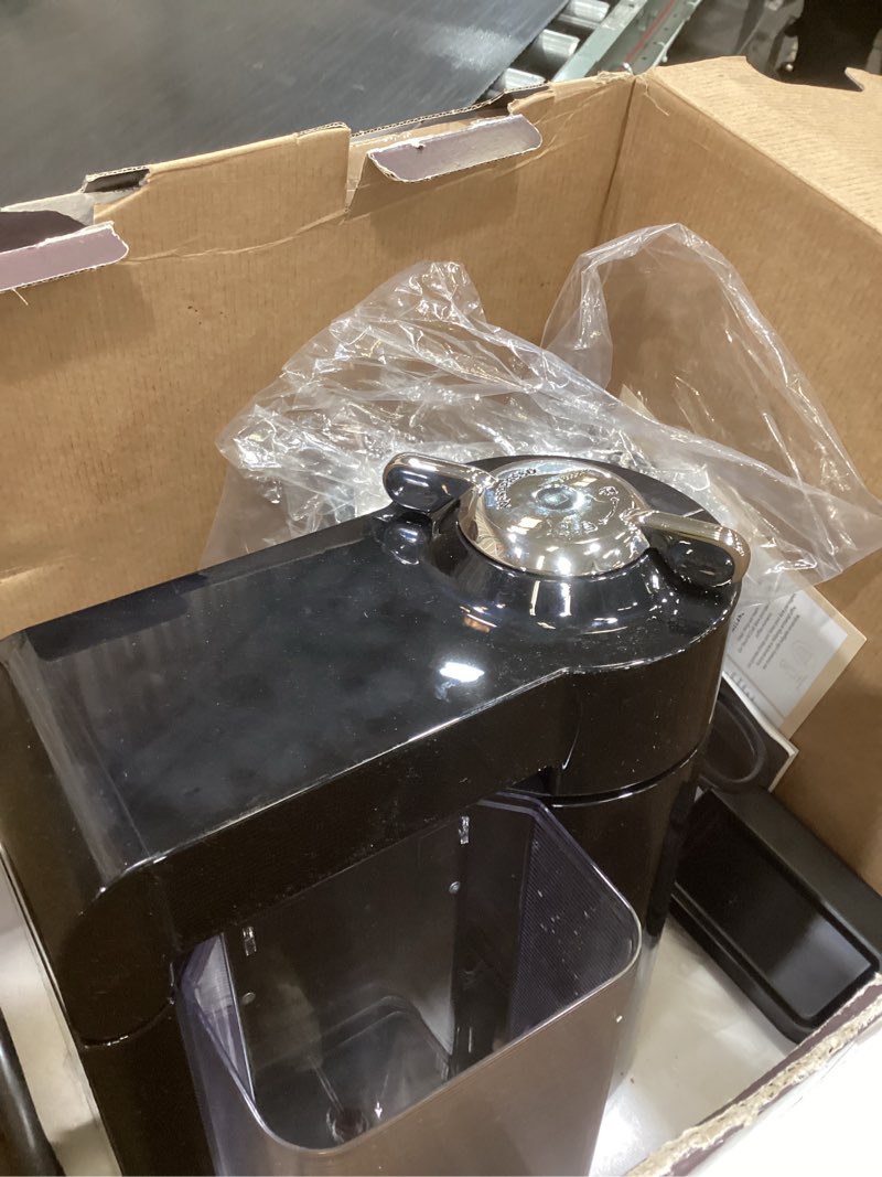 Condition photo showing As Is for Nespresso Vertuo Coffee and Espresso Maker by De'Longhi, Piano Black with Aeroccino Milk Frother Machine + Frother Black