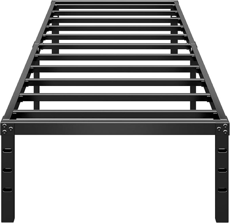 hlipha metal platform bed frame tall,no box spring needed,twin size bed with heavy duty strong support slats,easy to assemble,black