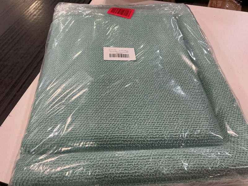 Condition photo showing Good Condition for color&geometry 36x24 memory foam bath mat, teal bathroom rug soft absorbent chenille, non slip bath mat for bathroom, thick shower mat 9.3-teal 2' x 3' (rectangular)