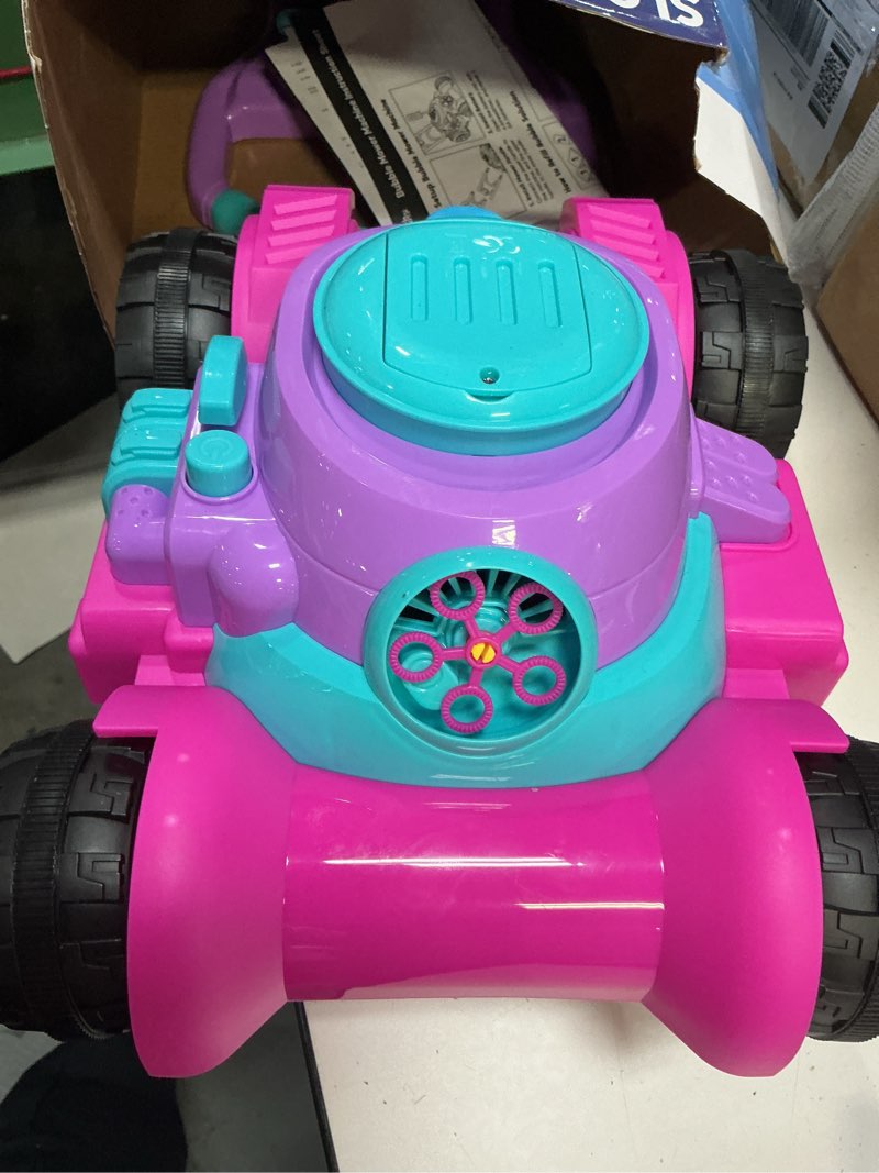 Condition photo showing Good Condition for sloosh bubble lawn mower toddler toys - spill-proof bubble machine pretend gardening toy for age 1 2 3 1-3 year old toddler indoor outdoor use, baby girl push toys valentines birthday gift (pink)