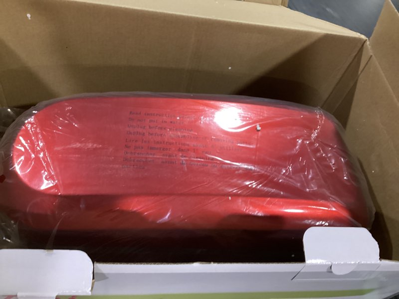 Condition photo showing New/Like New for litchi stand mixer, 650w 6 speed tilt-head mixer with 5.5 quart stainless steel bowl, beaters, whisk, dough hook, pouring shield, red