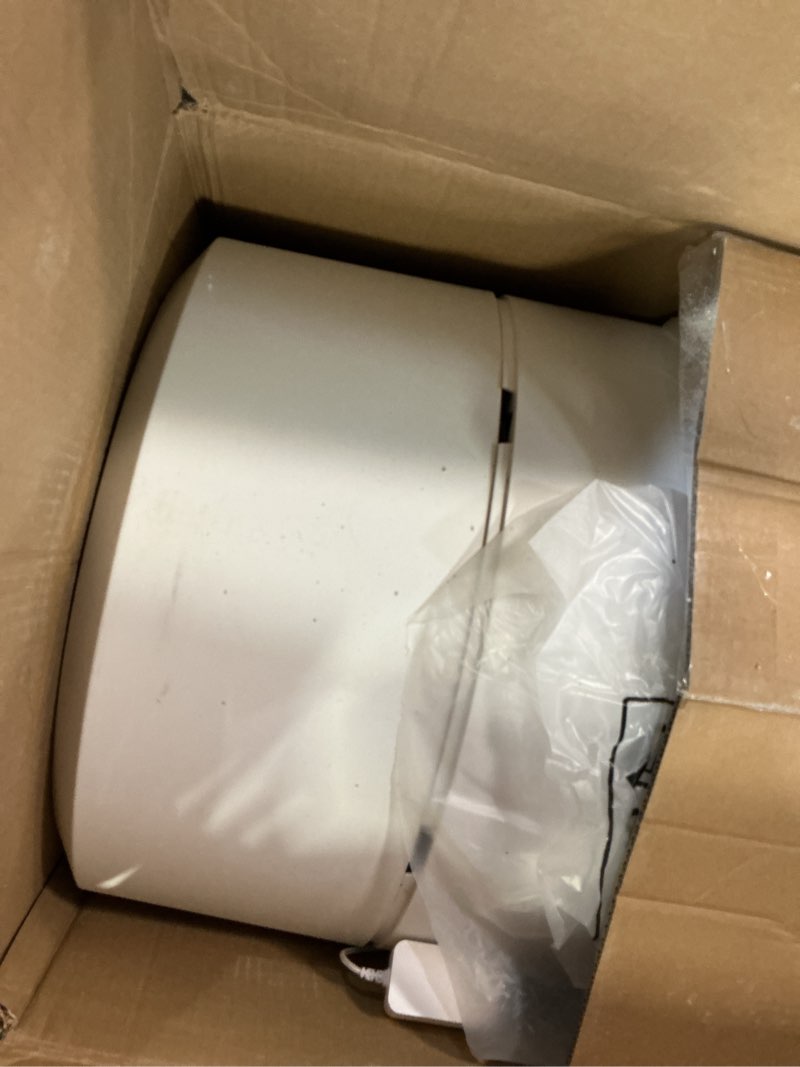 Condition photo showing As Is for automatic litter box, self cleaning litter box, odor control, 90l large capacity with app control and safety sensor, ellenpent, for multiple cats, large cat, with 3 rolls garbage bags white