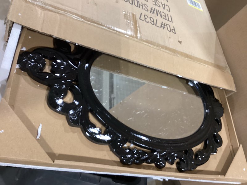 Condition photo showing As Is for funerom 20 x 16 inch black wall mirror oval bathroom mirror bedroom mirror black 20"l x 16"w