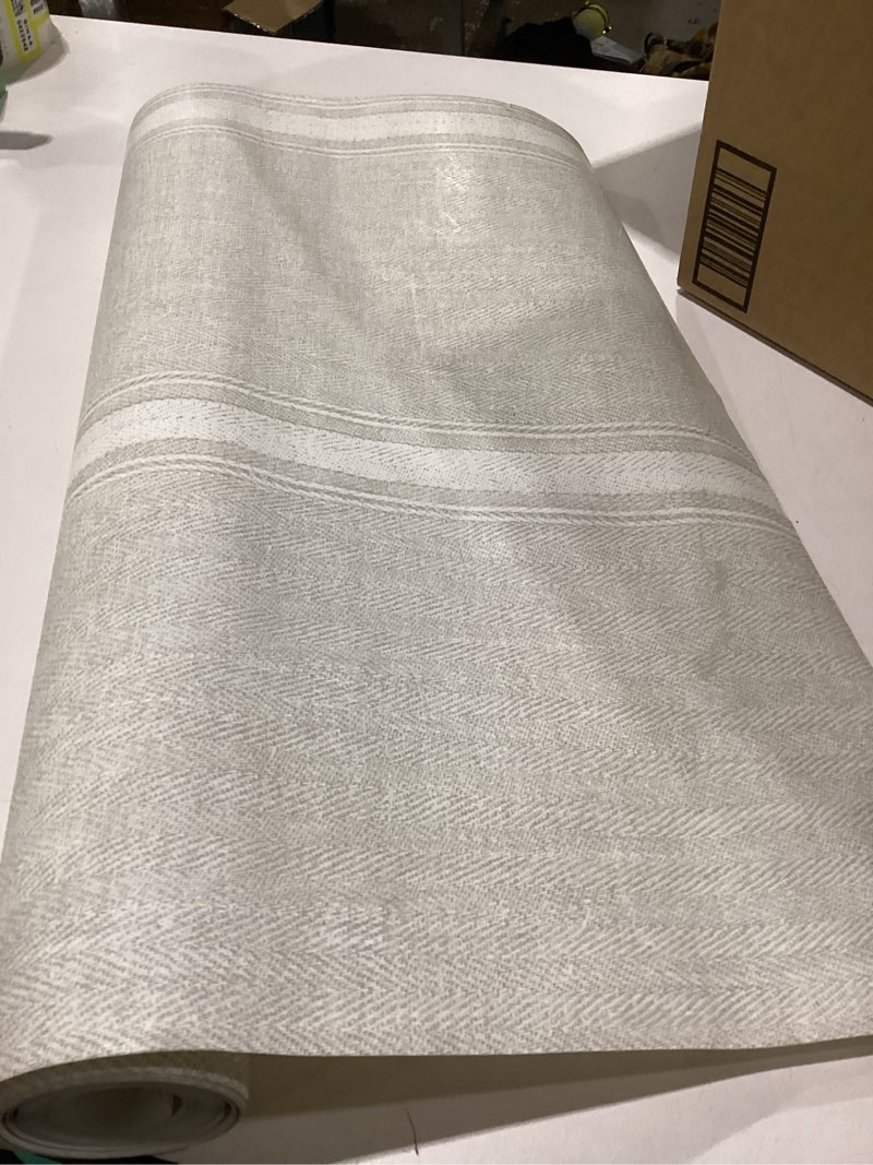 Condition photo showing Good Condition for chesapeake 3115-12463 linette fabric stripe wallpaper , light grey light gray