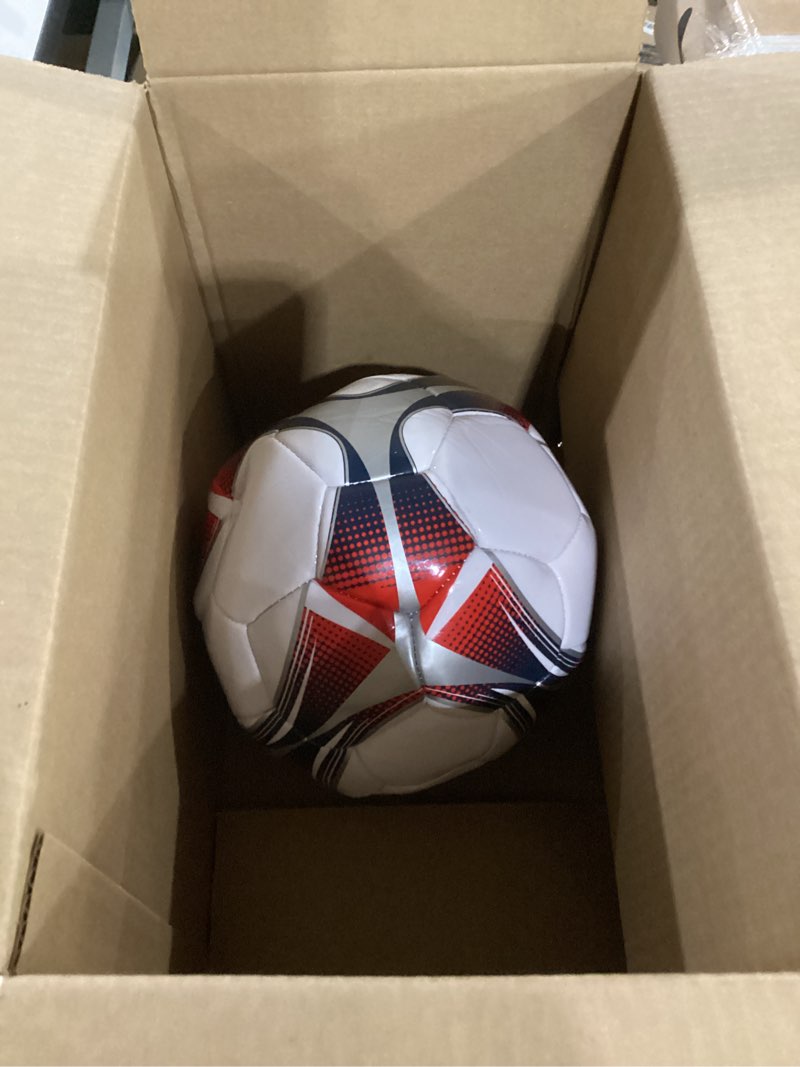 Condition photo showing As Is for missing pump**** soccer ball size 4 assorted graphics