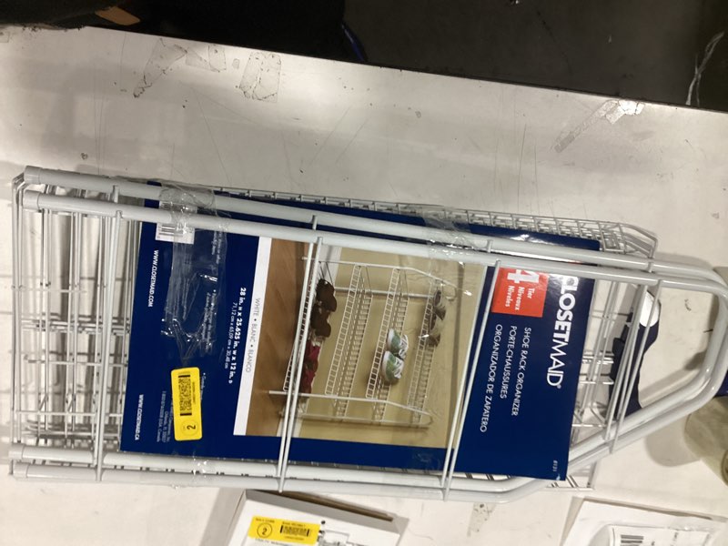 Condition photo showing As Is for ClosetMaid 28-in H 4 Tier 12 pair White Metal Shoe rack