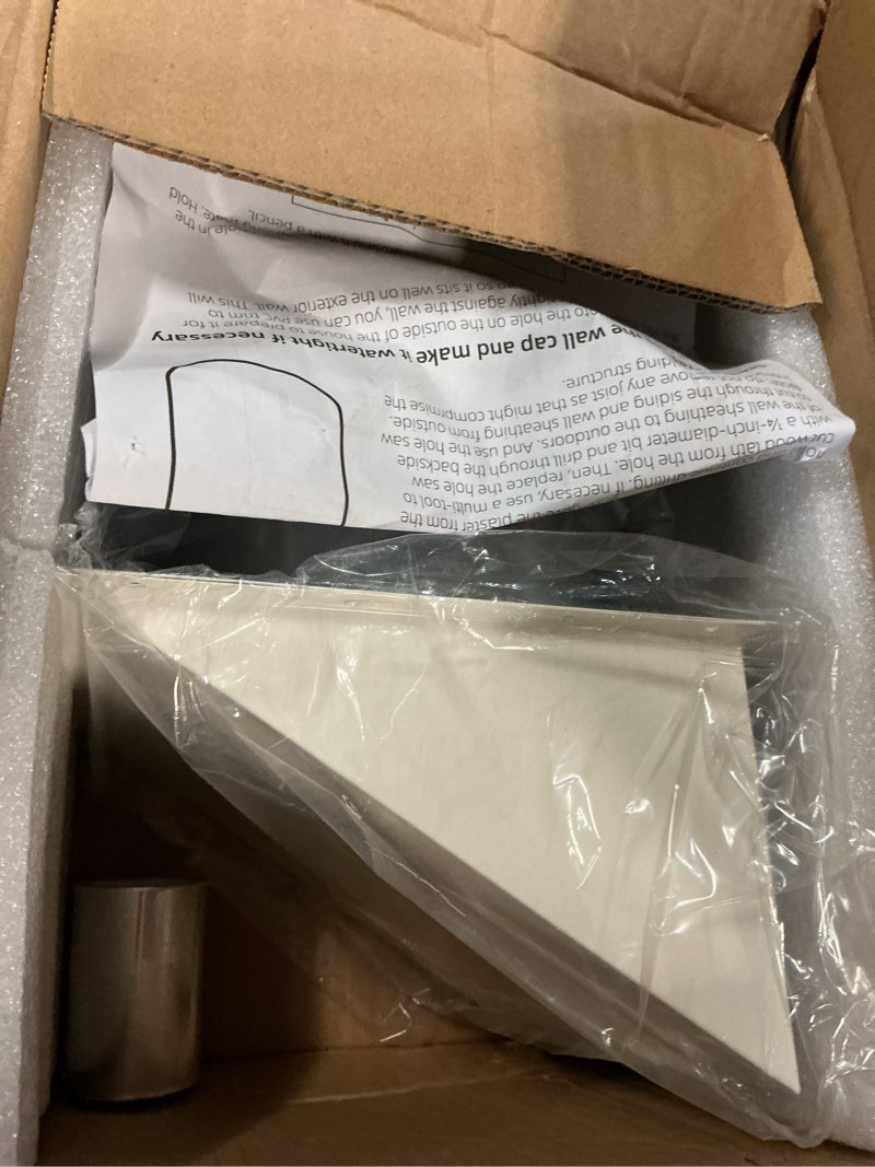 Condition photo showing Good Condition for 6 inch hooded wall vent with screen and damper,6 inch exhaust vent cover cap for outdoor kitchen range hood dryer ventilation,outside wall mount extractor for house air exhaust,galvanized steel,white 6 inch white