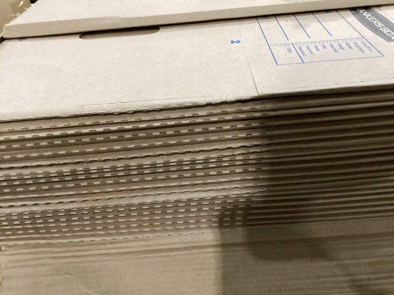 Condition photo showing New/Like New for bankers box small classic moving box 20 pack, reinforced handles, tape-free assembly, box with lid, 15" x 12" x 10", cardboard