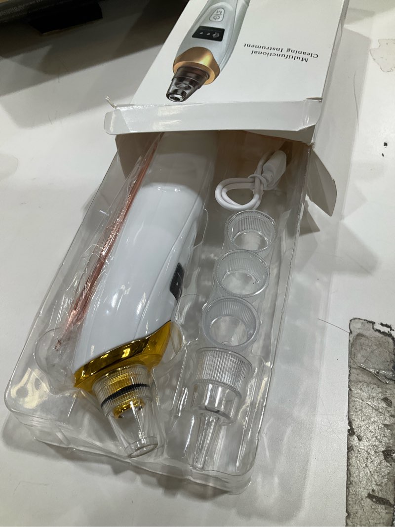 Condition photo showing Good Condition for 2025 Pore Vacuum, USB Rechargeable Blackhead Remover Vacuum,3 Levels Adjustable Pore Vacuum Blackhead Remover, with 5 Suction Power,6 Probes,Face Vacuum Pore Cleanser for Women & Men-Gold