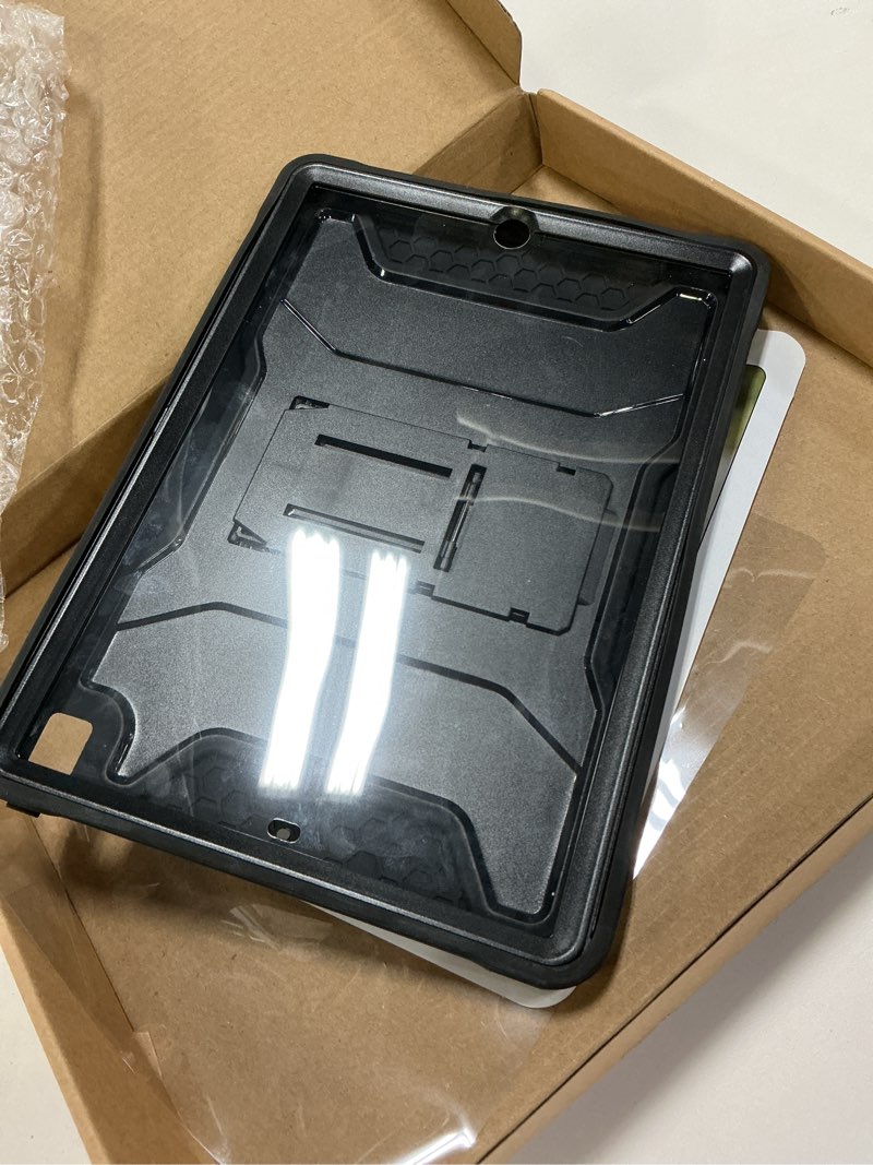 Condition photo showing As Is for Soke Case for iPad 6th/5th Generation 9.7 Inch 2018/2017,with Built-in Screen Protector and Kickstand, Rugged Full-Body Heavy Duty Protective Cover for Apple iPad Air 2 /Pro 9.7 - Black